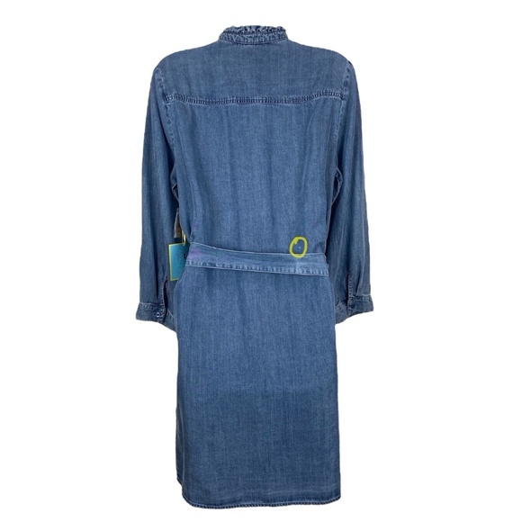CeCe Denim Tie Waist Button Front Shirtdress Chambray - Picture 6 of 9